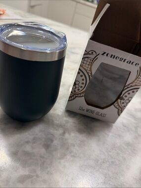 Grace Dark Teal Insulated Wine Tumbler with Clear Lid